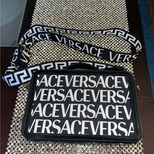 Versace Black and White messenger bag